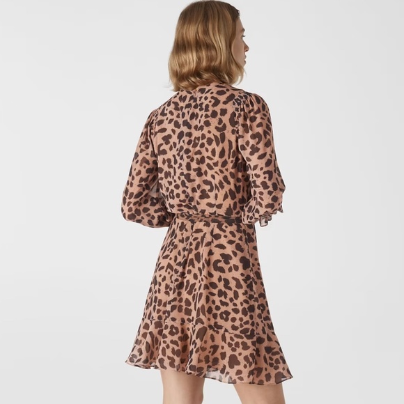Whistles London Women’s Brushed Cheetah Flippy Dress Sz 6 US - Picture 2 of 11
